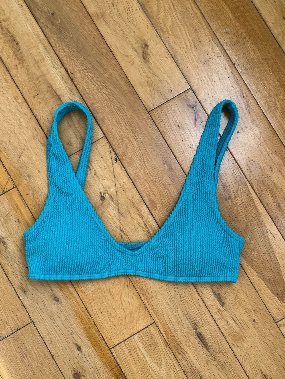 Turquoise Ribbed Scoop Bikini Top Billabong L - Women Swim